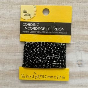 NWT Michaels Bead Landing Black Silver Metallic Animal Print Leather Cording 3yd